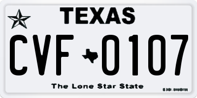 TX license plate CVF0107