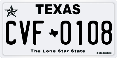 TX license plate CVF0108