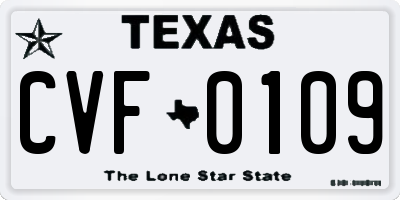 TX license plate CVF0109