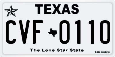 TX license plate CVF0110