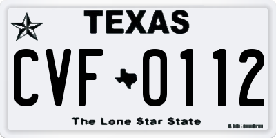 TX license plate CVF0112