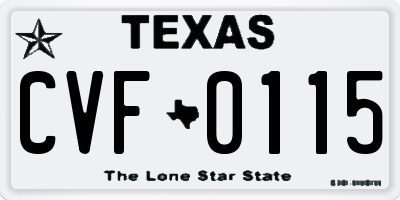 TX license plate CVF0115