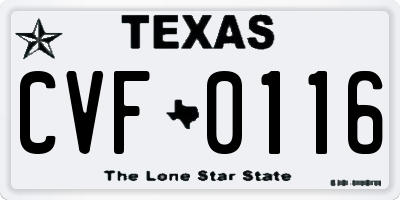 TX license plate CVF0116