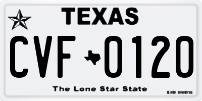 TX license plate CVF0120