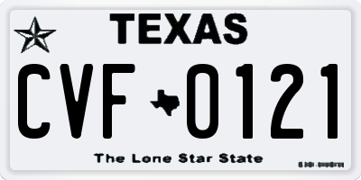 TX license plate CVF0121