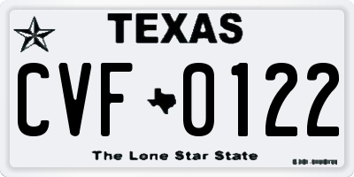 TX license plate CVF0122