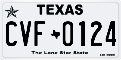 TX license plate CVF0124