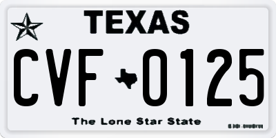 TX license plate CVF0125