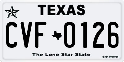 TX license plate CVF0126