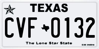 TX license plate CVF0132