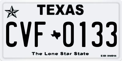 TX license plate CVF0133