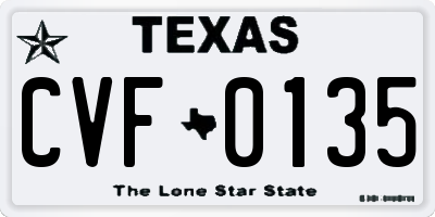 TX license plate CVF0135