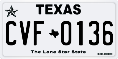TX license plate CVF0136