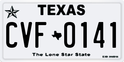 TX license plate CVF0141