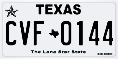 TX license plate CVF0144