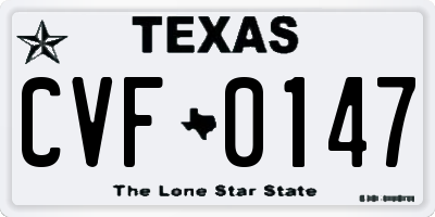 TX license plate CVF0147