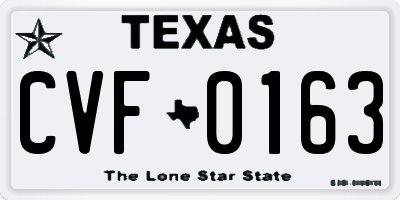 TX license plate CVF0163
