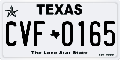 TX license plate CVF0165