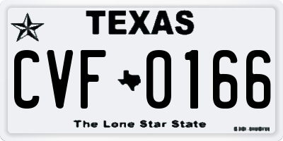 TX license plate CVF0166