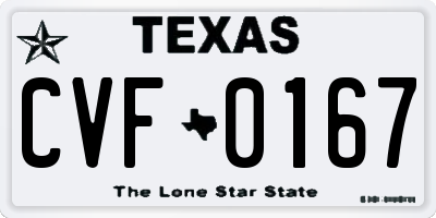 TX license plate CVF0167