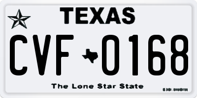 TX license plate CVF0168