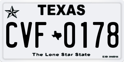TX license plate CVF0178