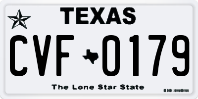 TX license plate CVF0179