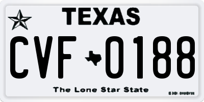 TX license plate CVF0188