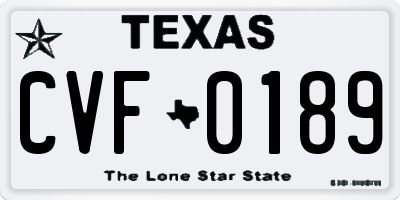 TX license plate CVF0189