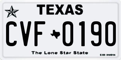 TX license plate CVF0190