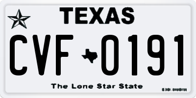 TX license plate CVF0191