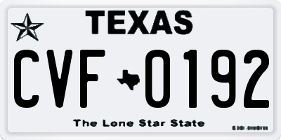 TX license plate CVF0192