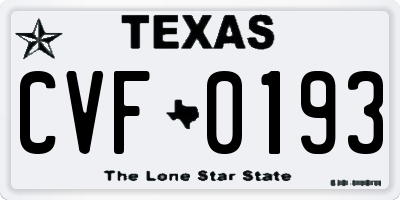 TX license plate CVF0193