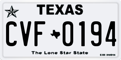 TX license plate CVF0194