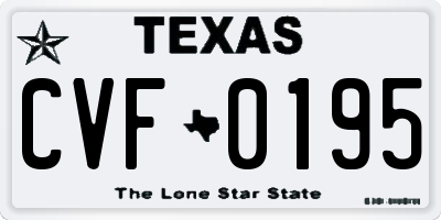 TX license plate CVF0195