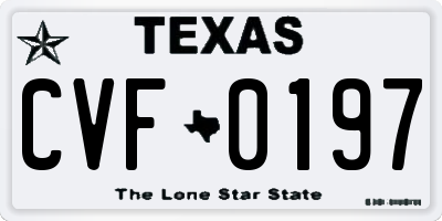 TX license plate CVF0197