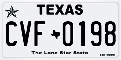 TX license plate CVF0198