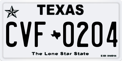TX license plate CVF0204
