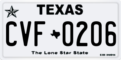 TX license plate CVF0206