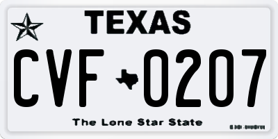 TX license plate CVF0207
