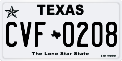 TX license plate CVF0208