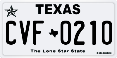 TX license plate CVF0210