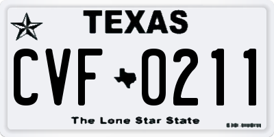 TX license plate CVF0211