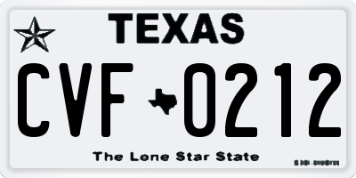 TX license plate CVF0212
