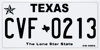 TX license plate CVF0213