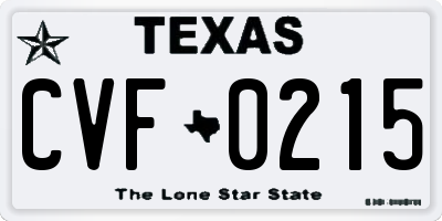 TX license plate CVF0215