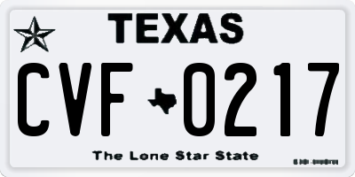 TX license plate CVF0217