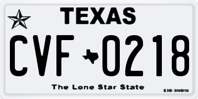 TX license plate CVF0218