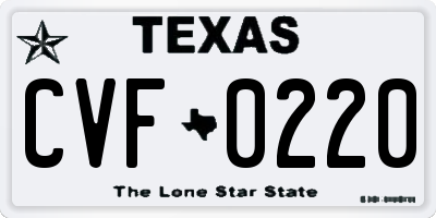 TX license plate CVF0220