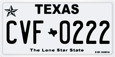 TX license plate CVF0222